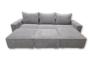 Coltar modular cu 2 tabureti Rio 298x188 cm gri - Img 3