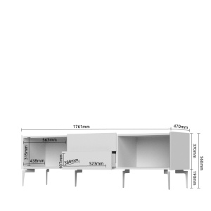 Comoda (stand TV cu picioare) Sky TV176N-2K2F cu 2 sertare si 2 usi - Img 2