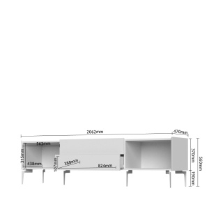 Comoda (stand TV cu picioare) Sky TV206N-2K2F cu 2 sertare si 2 usi - Img 2