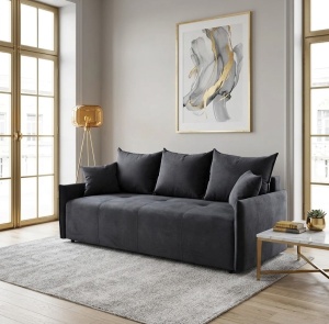 Canapea extensibila cu lada Slim 3 loc gri antracit