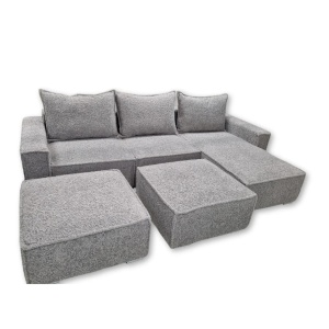 Coltar modular cu 2 tabureti Rio 298x188 cm gri - Img 5