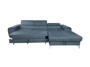 Coltar extensibil cu tetiere si lada depozitare Clement dreapta 283x185 cm gri - Img 6