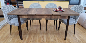 Set masa extensibila Jul Baroc cu 4 scaune crem - Img 2