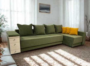 Coltar extensibil cu 2 lazi Deluxe dreapta olive
