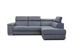Coltar extensibil cu lada si tetiere reglabile Carlo L dreapta 270x205 cm gri - Img 2
