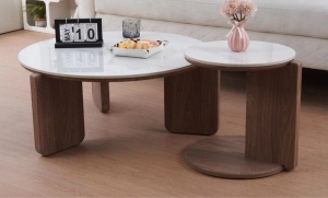Set 2 masute cafea CT0110 maro cu bej