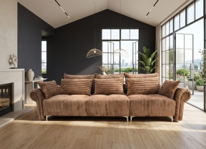 Sistem-Canapea/Coltar extensibil cu lada Chester maron