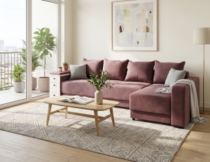 Coltar extensibil cu 2 lazi Deluxe dreapta roz prafuit