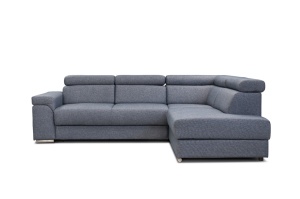 Coltar extensibil cu lada si tetiere reglabile Carlo L dreapta 270x205 cm gri - Img 3