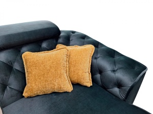 Coltar extensibil cu lada si tetiere reglabile Lotus dreapta 265x175 cm verde - Img 4