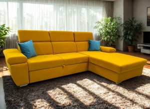 Coltar extensibil cu tetiere si lada Porto dreapta