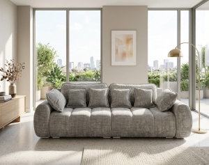 Sistem-Canapea/Coltar extensibil cu lada Sara grey