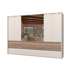 Dulap 7 usi batante, 3 cu oglinda si 6 sertare Invictus P76-3OG 322x226 cm - Img 1