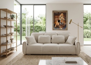 Canapea extensibila cu lada Dona crem