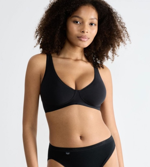 Sutien esențial din bumbac fin cu decolteu în V, Sloggi Basic+ Soft Bra