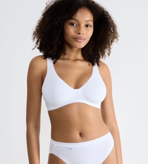 Sutien esențial din bumbac fin cu decolteu în V, Sloggi Basic+ Soft Bra