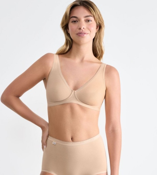 Sutien esențial din bumbac fin cu decolteu în V, Sloggi Basic+ Soft Bra