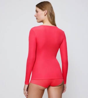 Bluză cu decolteu rotund adânc, Triumph Beauty Layers Top Scoop Neck Coral - Img 2