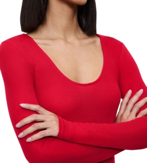 Bluză cu decolteu rotund adânc, Triumph Beauty Layers Top Scoop Neck Rosu - Img 10