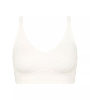 Bustieră fără armătură, dantelat, Sloggi ZERO Feel Bliss Bralette Crem - Img 5