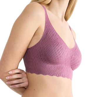 Bustieră fără armătură, dantelat, Sloggi ZERO Feel Bliss Bralette Mov - Img 11