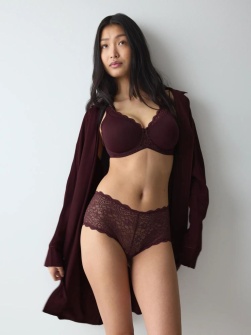 Chilot din dantelă cu talie înaltă, Triumph Amourette Maxi Bordo - Img 4