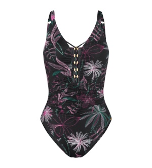 Costum de baie întreg cu cupe buretate, Triumph Summer Tropics OP 01 Negru - Img 5