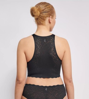Crop Top invizibil din dantelă, fără cusături, Sloggi ZERO Feel Bliss Top Negru - Img 2