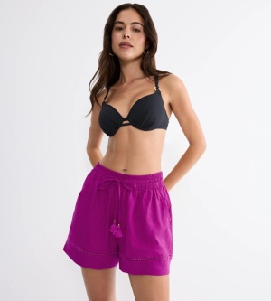 Pantaloni scurți cu croială lejeră din in și vâscoză, Triumph Summer Wear Shorts Mov
