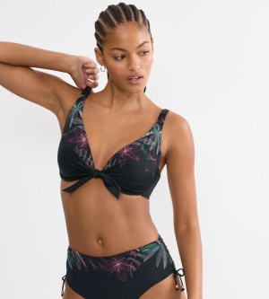Sutien de baie cu armătură, cu decolteu adânc tip plunge, Triumph Summer Tropics W Negru