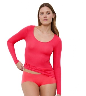 Bluză cu decolteu rotund adânc, Triumph Beauty Layers Top Scoop Neck Coral - Img 9