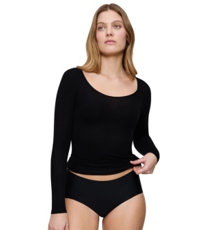Bluză cu decolteu rotund adânc, Triumph Beauty Layers Top Scoop Neck Negru - Img 7