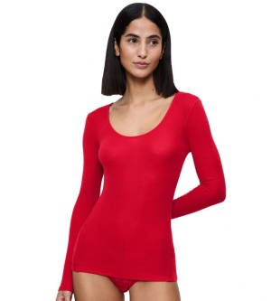 Bluză cu decolteu rotund adânc, Triumph Beauty Layers Top Scoop Neck Rosu - Img 7