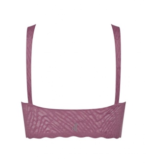 Bustieră fără armătură, dantelat, Sloggi ZERO Feel Bliss Bralette Mov - Img 8