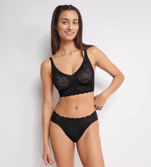 Bustieră fără armătură, dantelat, Sloggi ZERO Feel Bliss Bralette Negru - Img 4