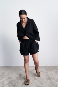 Cămașă damă din in și vâscoză, Triumph Summer Wear Boyfriend Shirt 01 Negru - Img 6