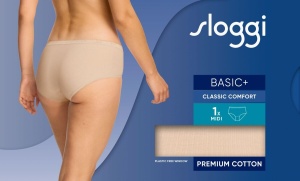 Chilot clasic cu talie medie, invizibil sub haine, Sloggi Basic+ Midi, Bej - Img 2