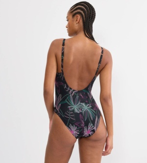 Costum de baie întreg cu cupe buretate, Triumph Summer Tropics OP 01 Negru - Img 2