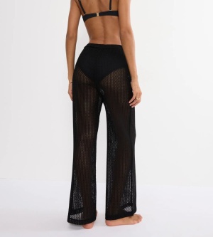 Pantaloni croșetați cu talie înaltă, Triumph Beach MyWear Crochet Trousers Negru - Img 2
