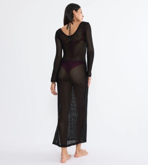 Rochie lungă croșetată, Triumph Beach MyWear Crochet Long Dress LSL Negru - Img 2
