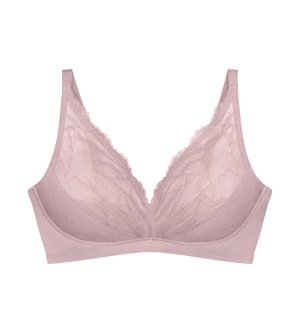 Sutien dantelat fără armătură cu decolteu plunge, Triumph Love in Lace N02 Roz - Img 5