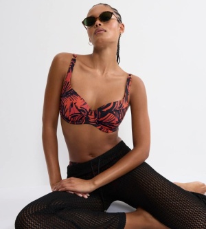 Sutien de baie cu armătură și cupe buretate, decolteu tip sweetheart, Triumph Summer Palm WP 01, Maro - Img 4