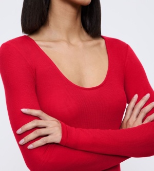 Bluză cu decolteu rotund adânc, Triumph Beauty Layers Top Scoop Neck Rosu - Img 4
