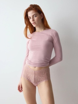 Chilot din dantelă cu talie înaltă tip bandeau, Triumph Pretty Modal Maxi Roz