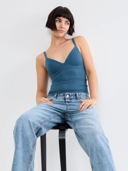 Maieu cu cupe push-up, Sloggi ZERO Feel Bliss THE UP Push Up Shirt Albastru - Img 4
