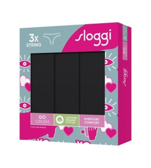 Pachet de 3 Chiloți tanga, Sloggi GO Crush String C3P Negru