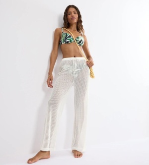 Pantaloni croșetați cu talie înaltă, Triumph Beach MyWear Crochet Trousers Crem - Img 4