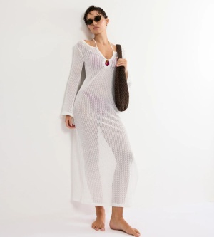 Rochie lungă croșetată, Triumph Beach MyWear Crochet Long Dress LSL Crem - Img 4