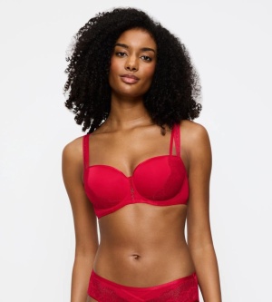 Sutien balconette cu armătură și burete, Triumph Palina Moonlight Kiss WHP Rosu