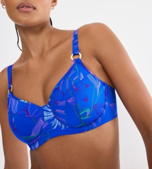Sutien de baie minimizer, cu armătură, Triumph Summer Tropics W 01 Albastru - Img 3